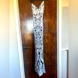 🖤✨Black and White Sequin Evening Dress✨🤍